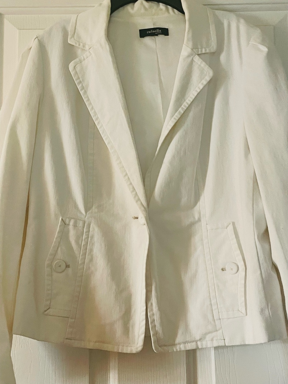 Rafaella White Notch-Lapel Single-Button Blazer